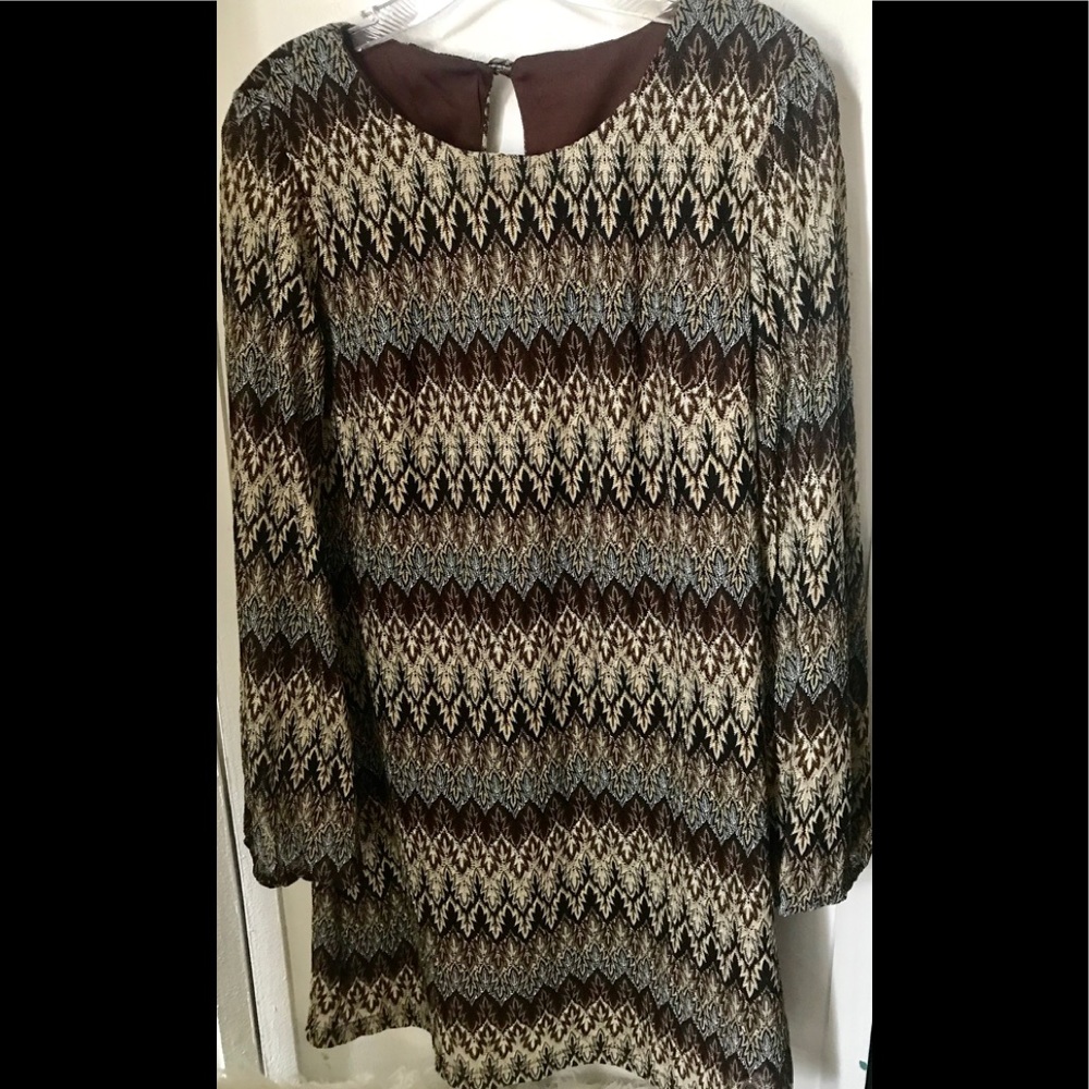 Long Sleeve Multi Color Textured Mini Dress M/L